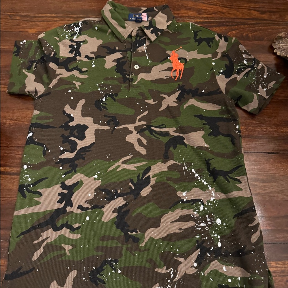 Polo by Ralph Lauren Green and Brown Camouflage Polo Shirt